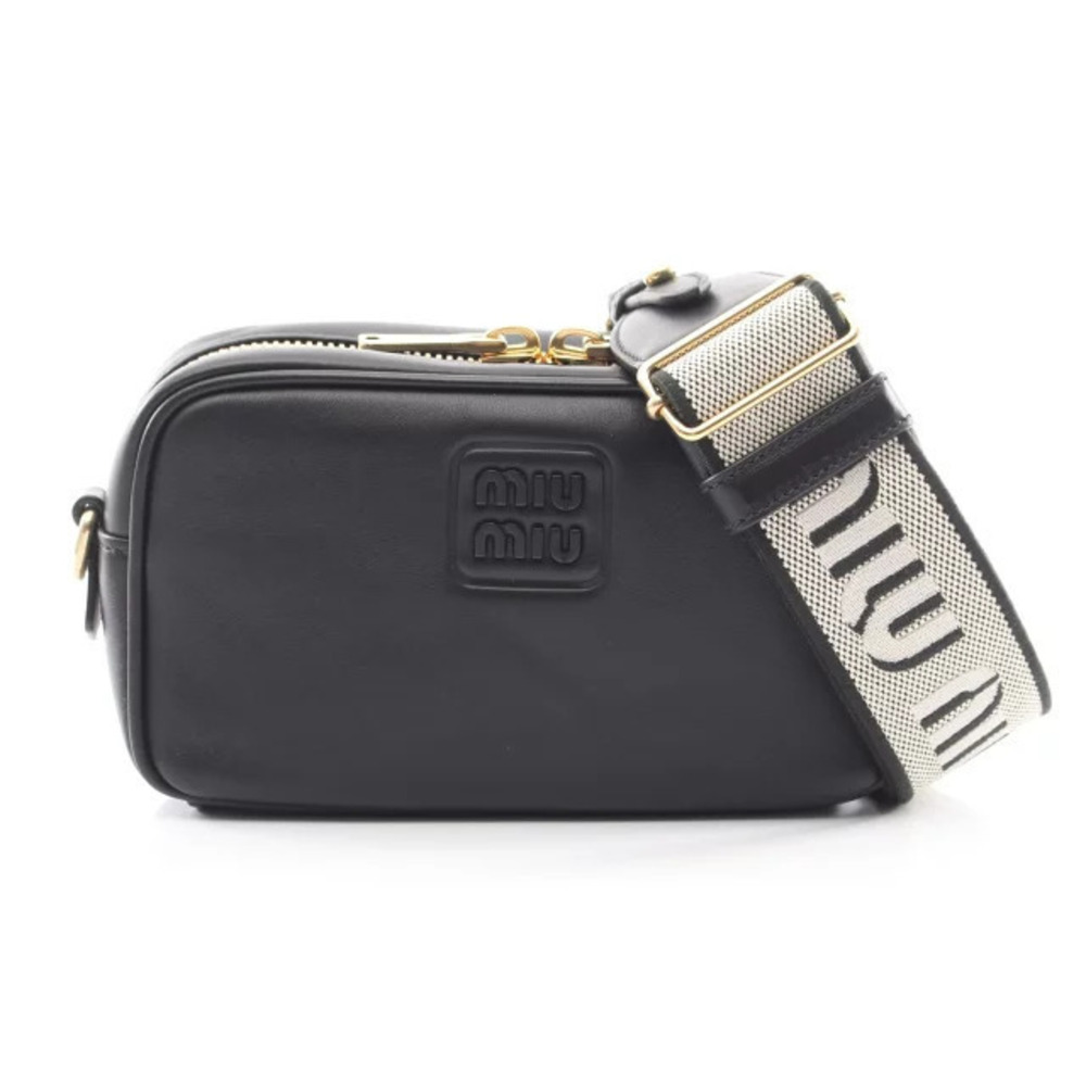 Miu Miu SAFTY PADDED Shoulder Bag Leather Black